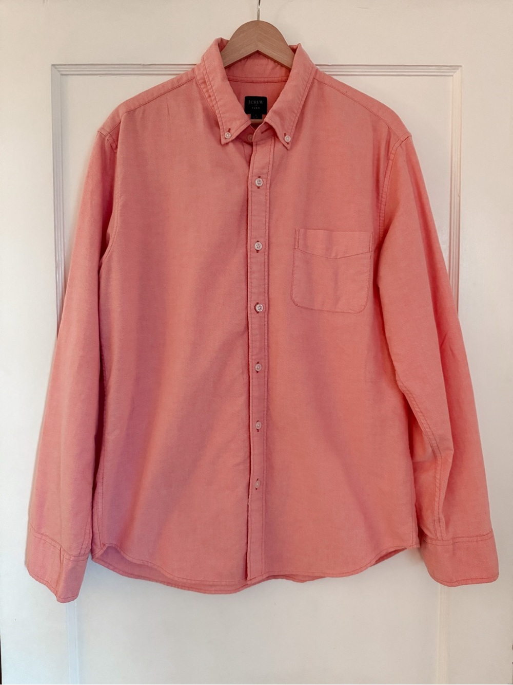 J.Crew Flex Oxford Button-down Shirt Coral/Salmon Large Men's